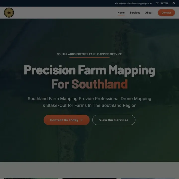 Screenshot of the Southland Farm Mapping website hero.